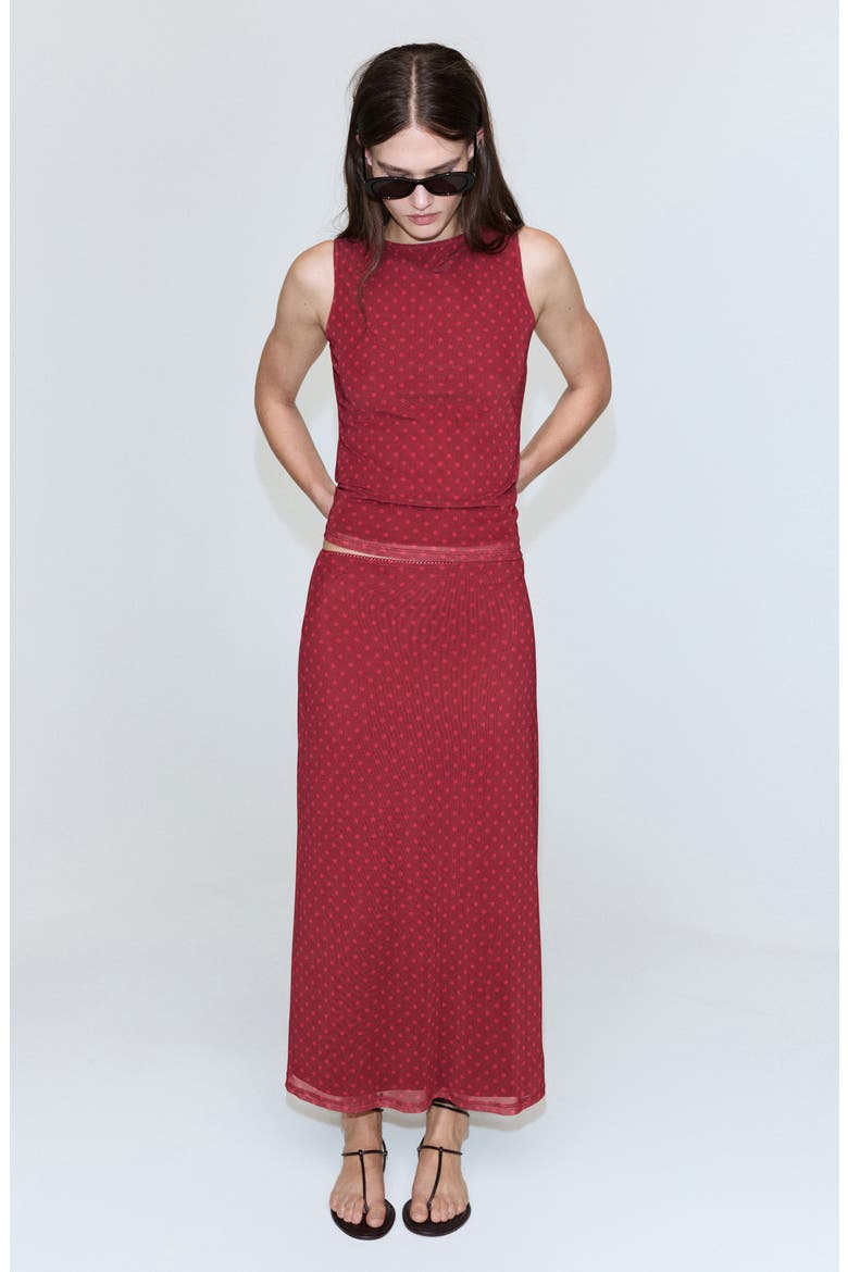 Polka Dot Tulle Maxi Skirt, Alternate, color, RED