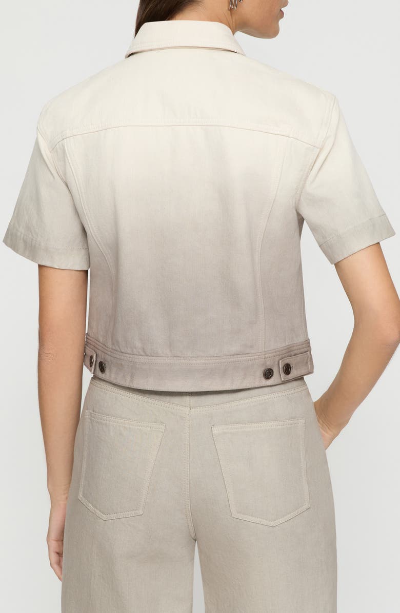 Lafayette 148 New York Hand Dip Dye Short Sleeve Zip Denim Jacket, Alternate, color, 