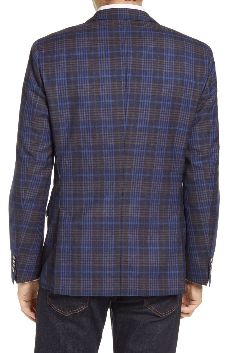 BOSS Hartlay Trim Fit Glen Plaid Wool Sport Coat, Alternate, color, 