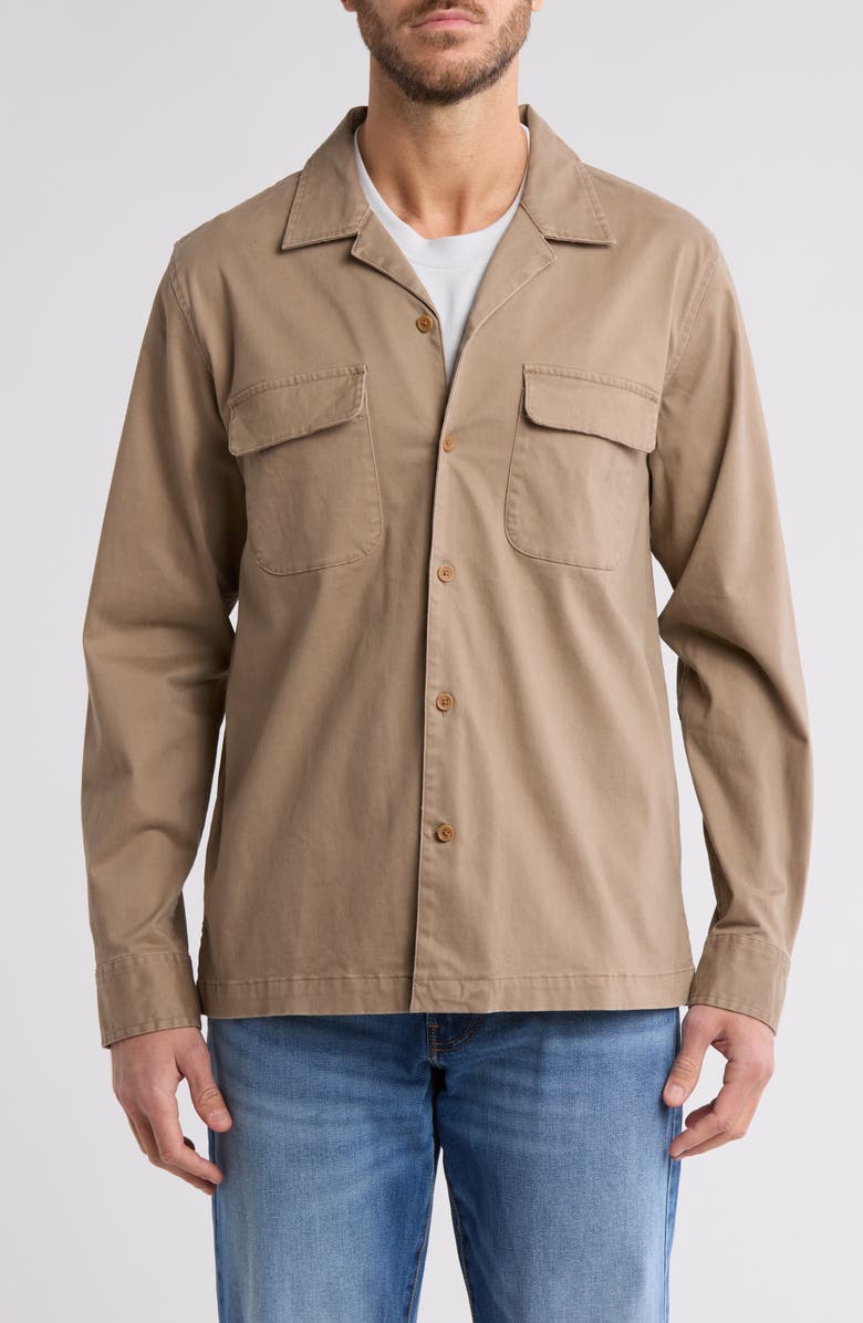 Lucky Brand Rancher Stretch Cotton Sateen Shirt Jacket, Main, color, Caribou