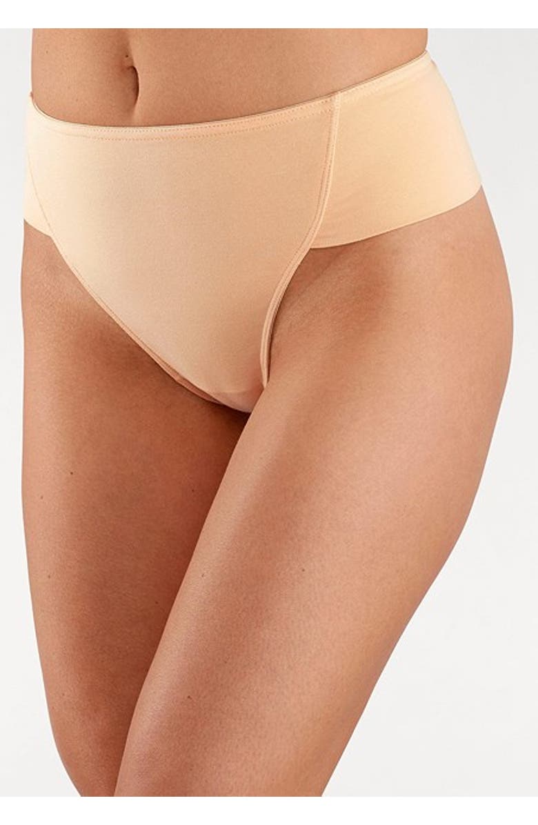 LASCANA 3 Pk Control Thongs, Alternate, color, Tan & Black & White