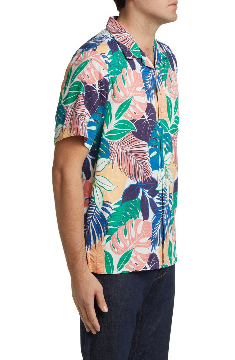 Tommy Bahama Garden Grove Print Silk Blend Short Sleeve Button-Up Shirt, Alternate, color, 