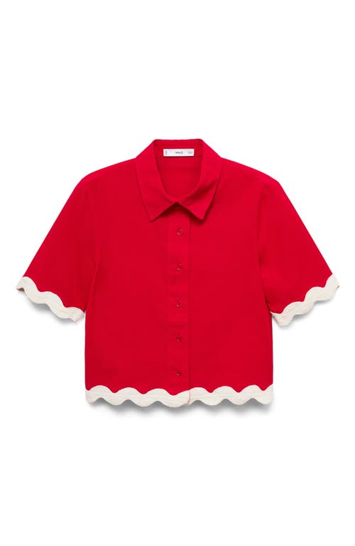 Mango Essential Crop Button-up Shirt In Red