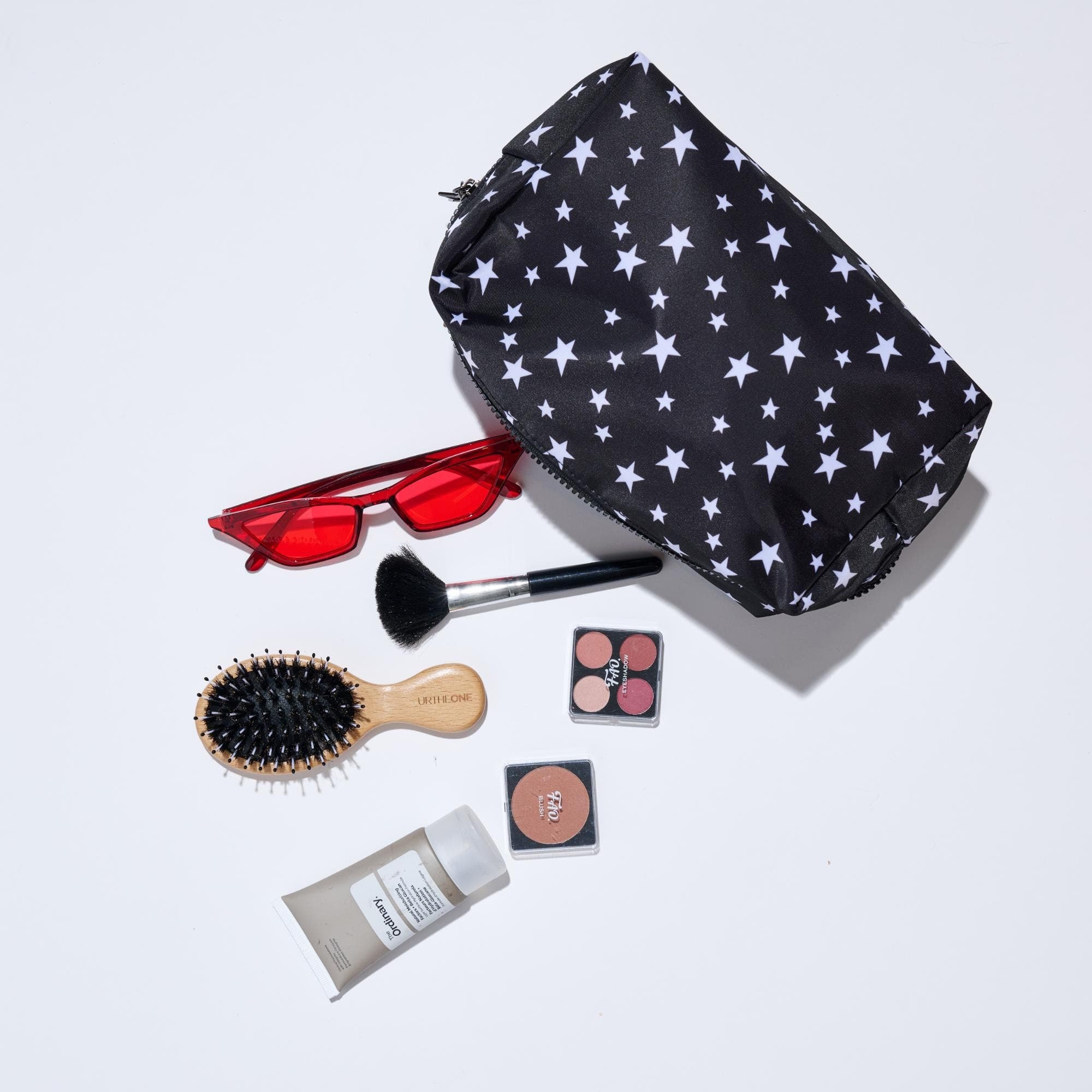 URBAN EXPRESSIONS HANDBAGS Starlite Cosmetic & Travel Organizer Pouch, Alternate, color, Black White