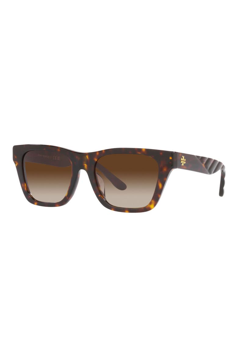 52mm Gradient Rectangular Sunglasses, Alternate, color, DK TORT