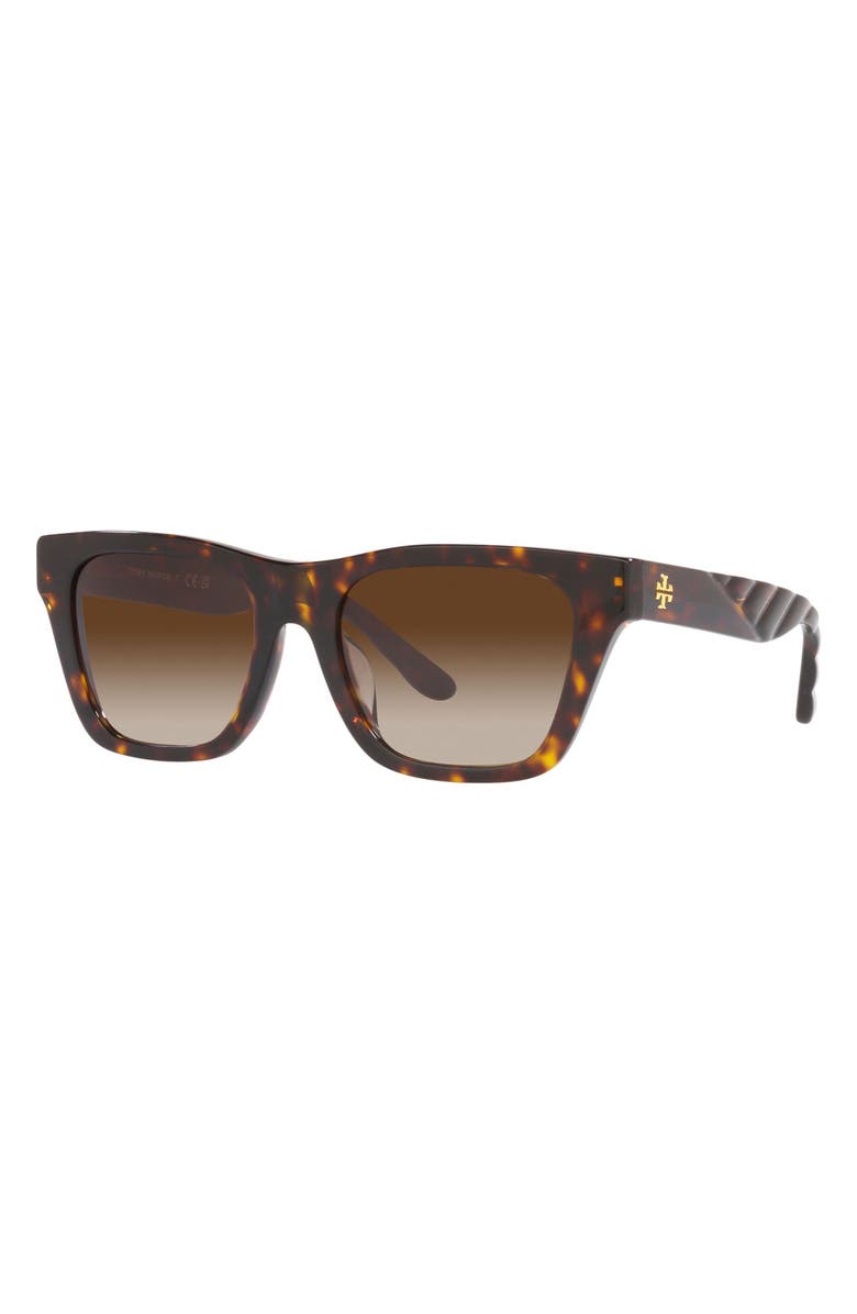 Tory Burch 52mm Gradient Rectangular Sunglasses, Alternate, color,
