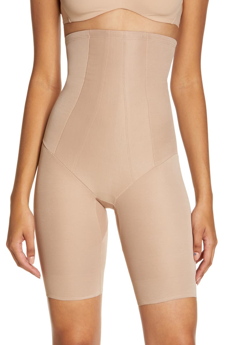 Miraclesuit<sup>®</sup> Shape with an Edge<sup>®</sup> High Waist Thigh Slimmer, Main, color, Stucco
