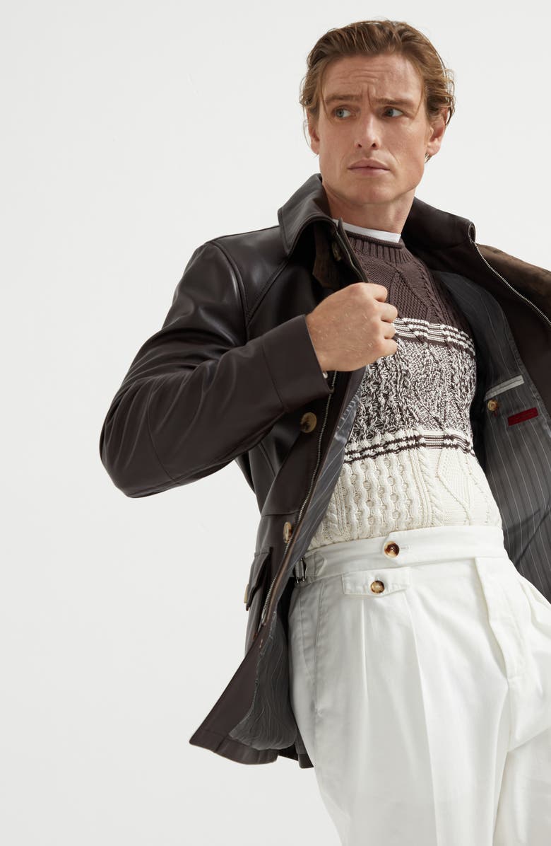 Brunello Cucinelli Nappa leather parka, Alternate, color, 