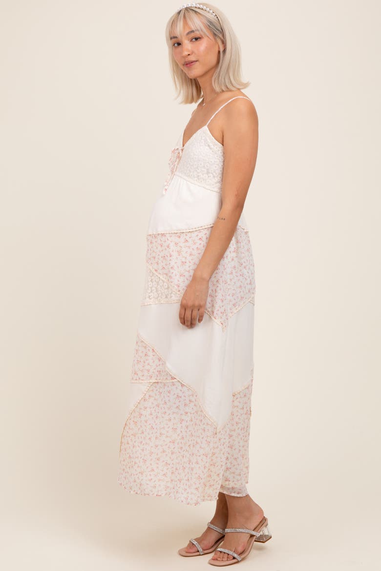 Floral Sweetheart Neck Midi Dress, Alternate, color, Cream