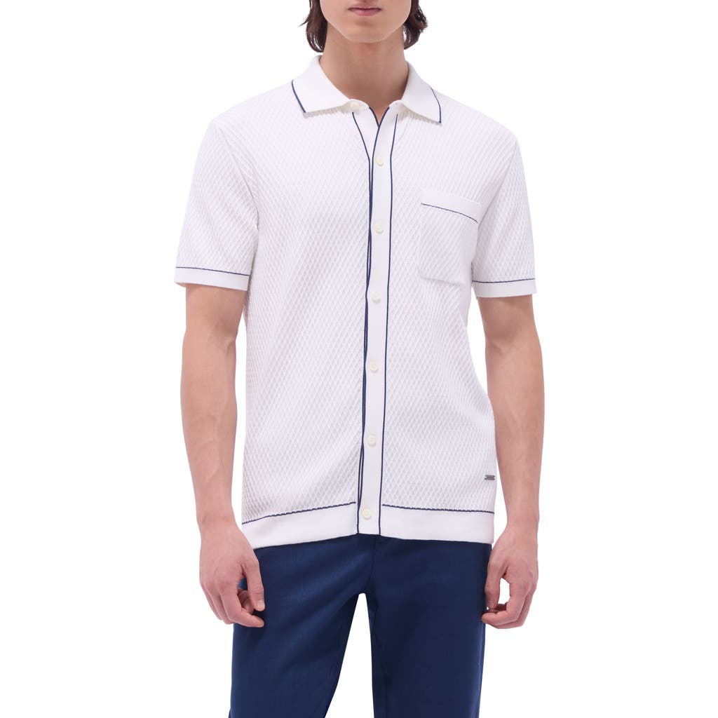 Bugatchi Tipped Short Sleeve Button-up Sweater