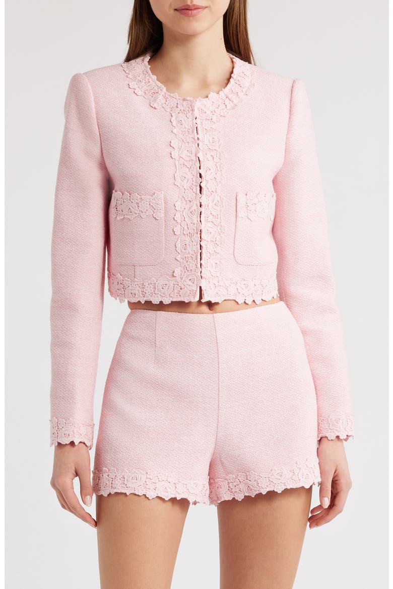 LoveShackFancy Leilana Lace Accent Crop Jacket (Women) | Nordstrom
