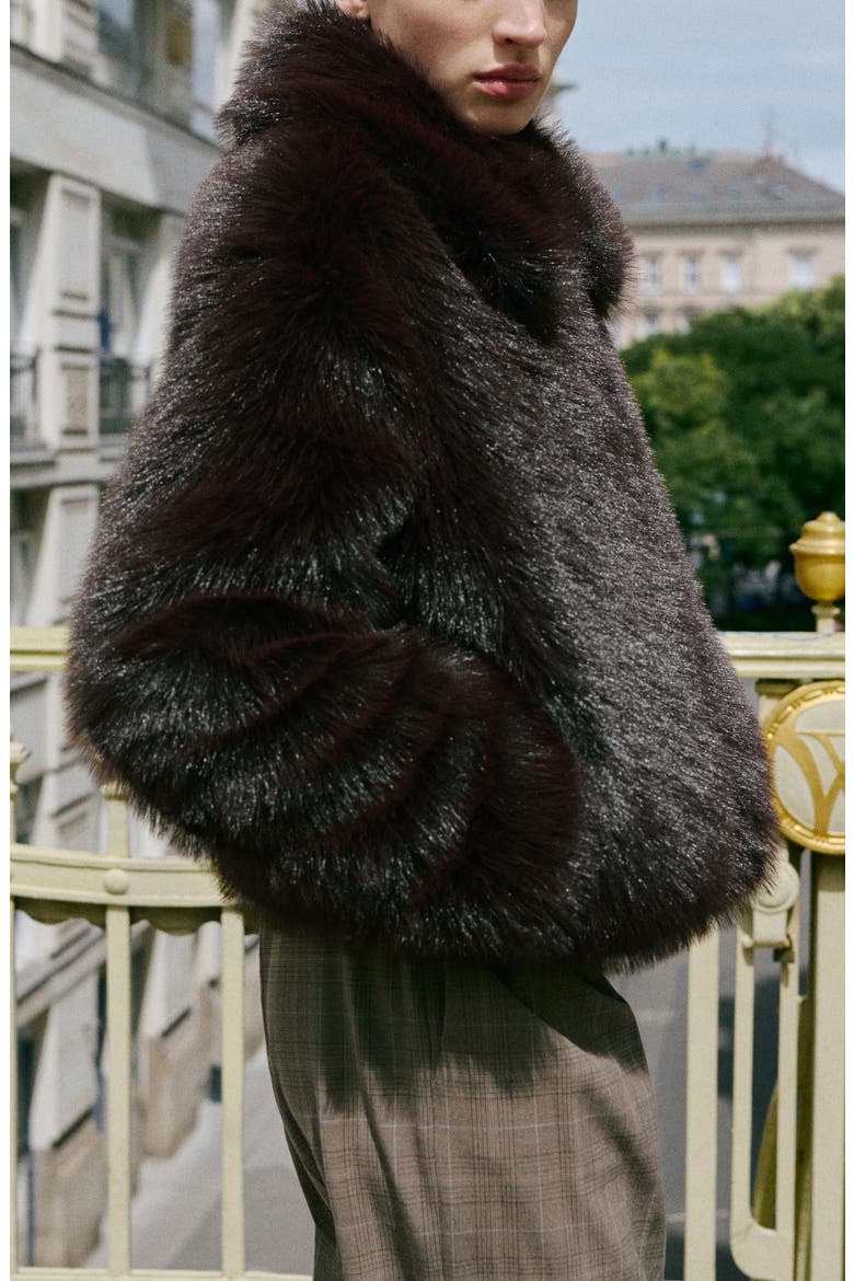 Venice Faux Fur Jacket, Alternate, color, BROWN