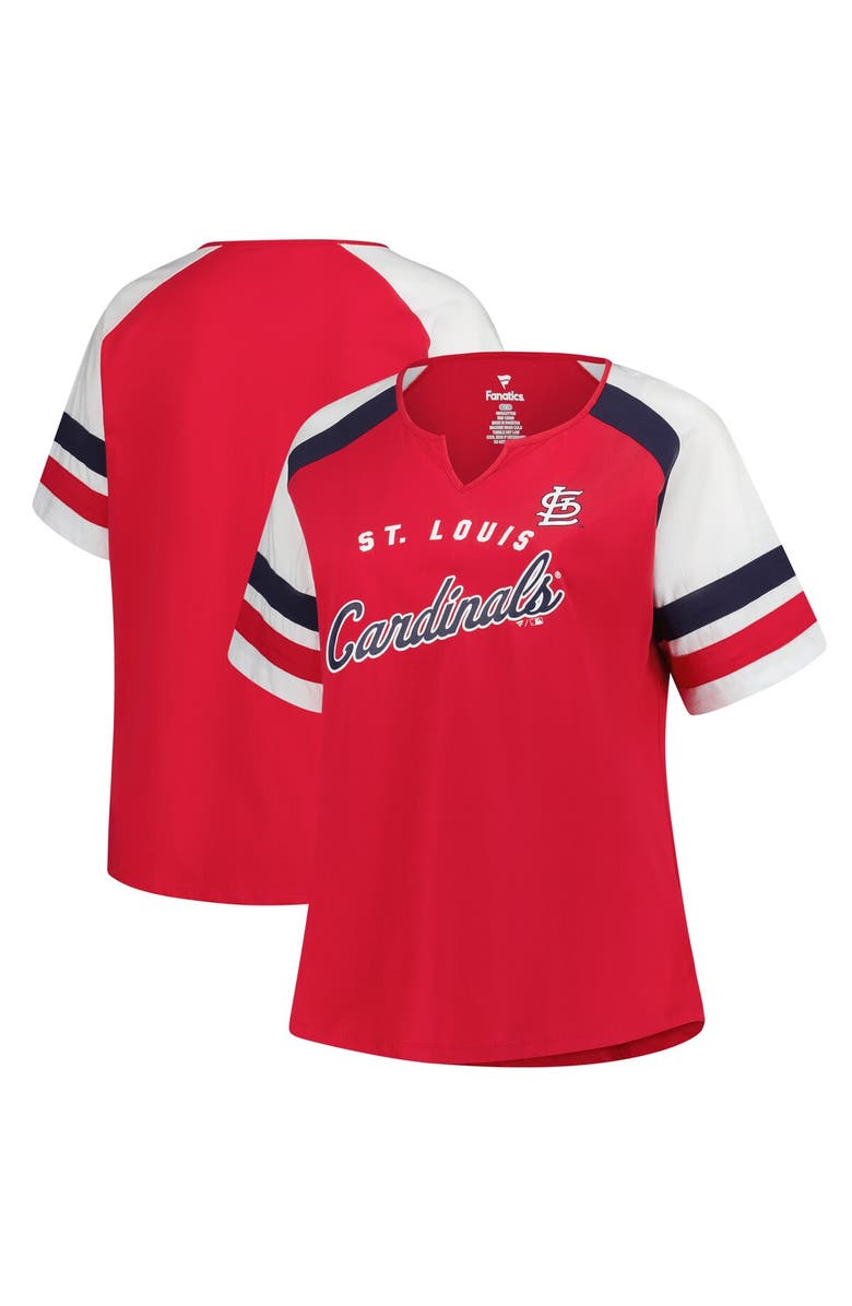 PROFILE Women's Profile  Red St. Louis Cardinals Plus Sized Arched Notch Neck T-Shirt, Alternate, color, Red