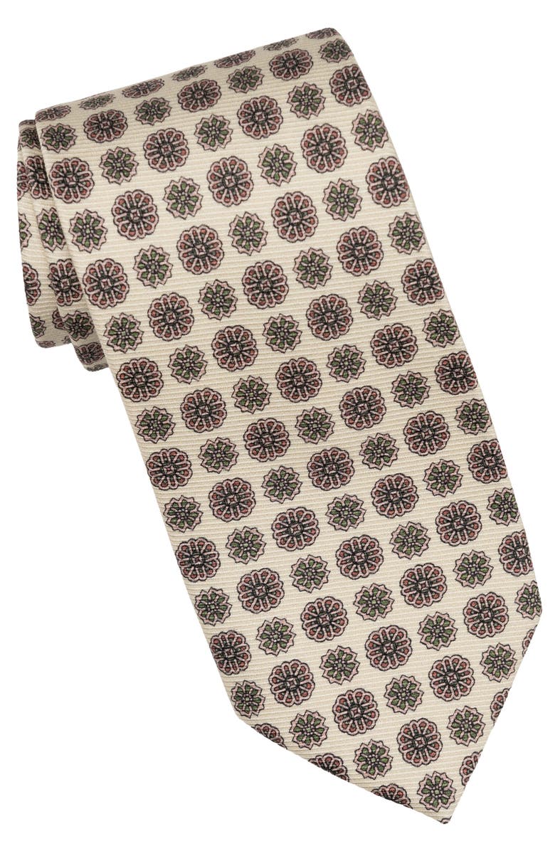 Elizabetta Claudius - Extra Long Printed Silk Tie for Men, Main, color, Cream