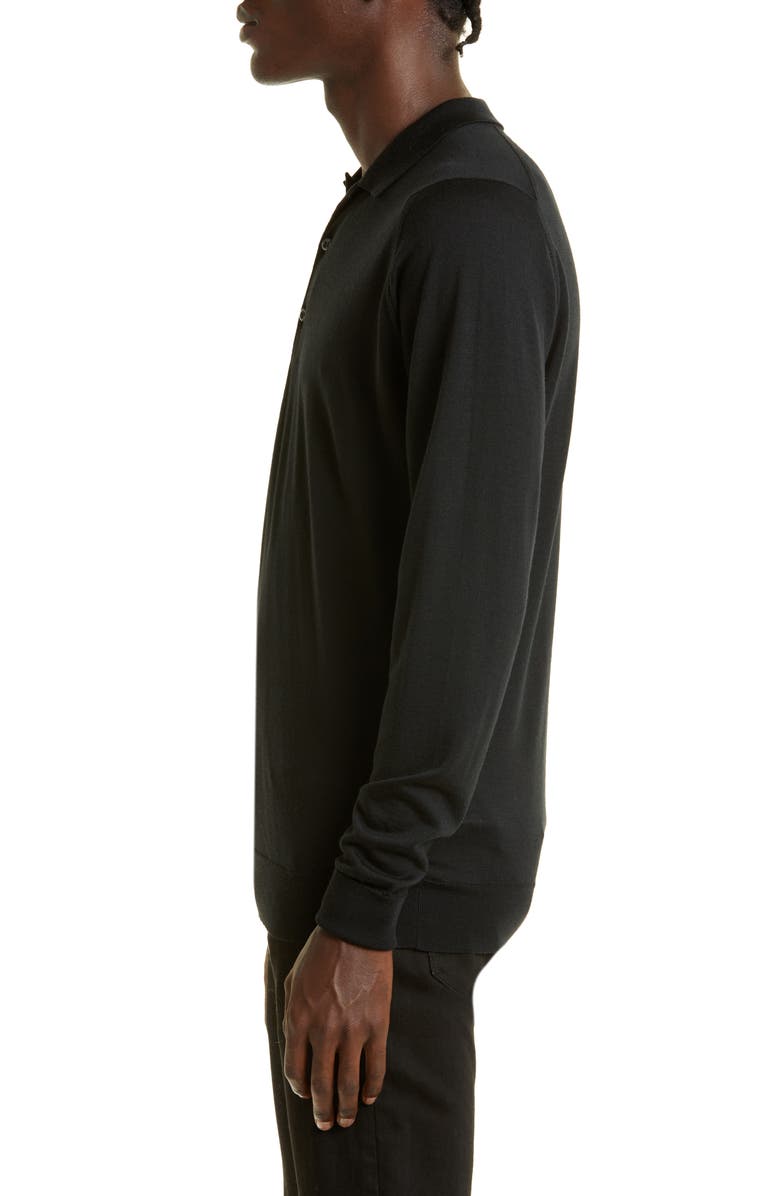 John Smedley Cotswold Wool Polo Sweater, Alternate, color, Black