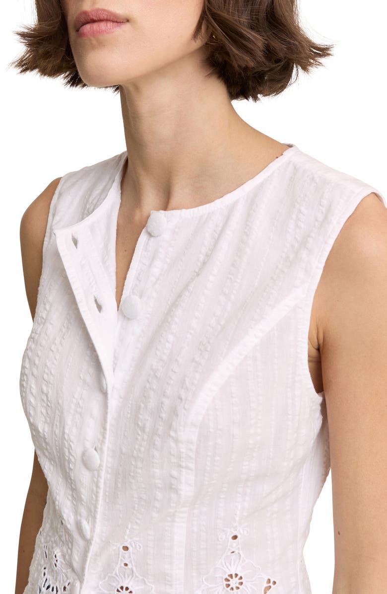 Nobody's Child Layla Eyelet Cotton Button-Up Top, Alternate, color, White