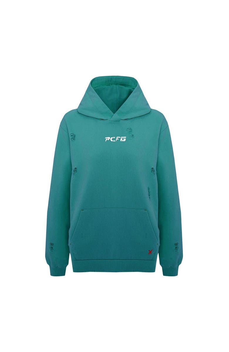 PCFG Cotton Destroyed Hoodie, Main, color, Green