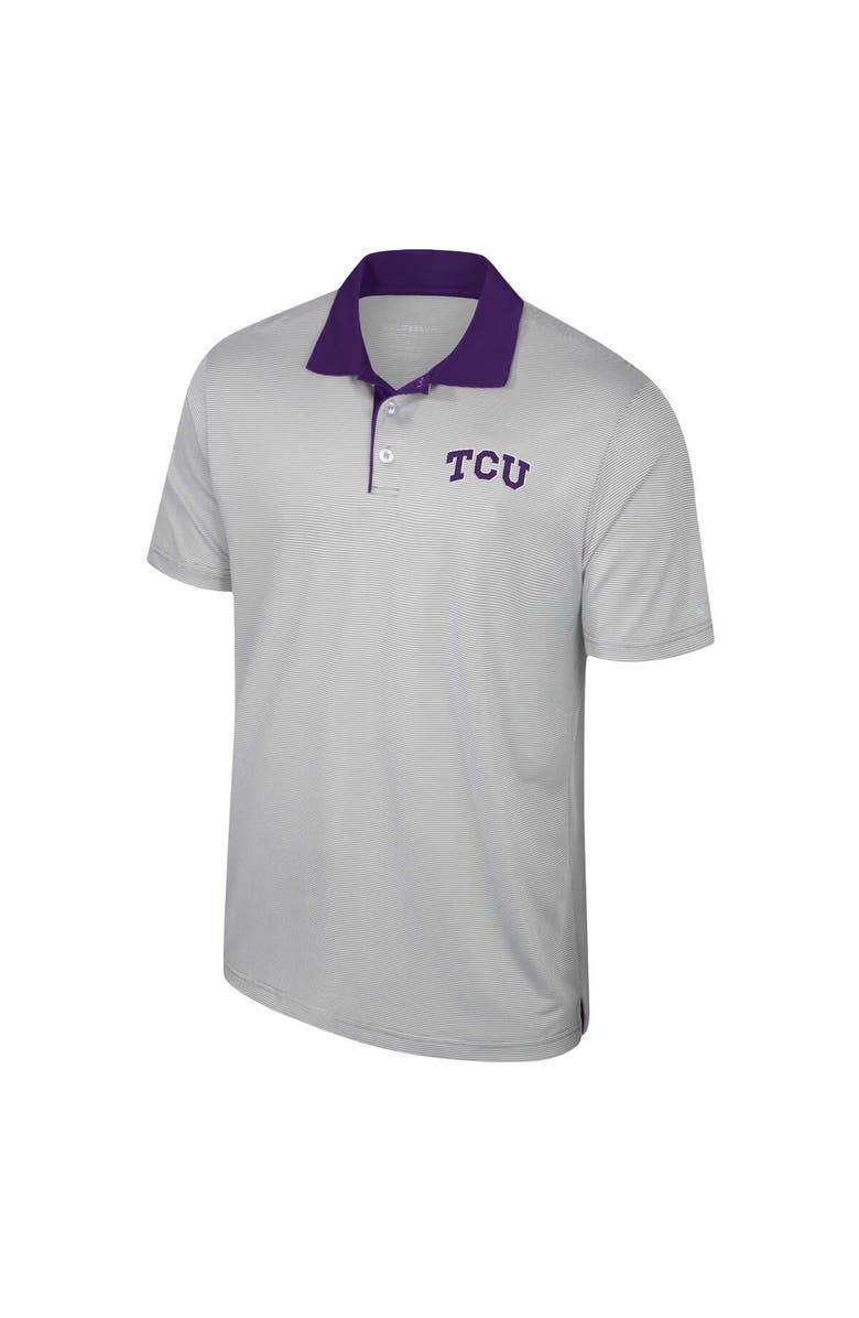 COLOSSEUM Men's Colosseum Gray TCU Horned Frogs Tuck Striped Polo, Alternate, color, 
