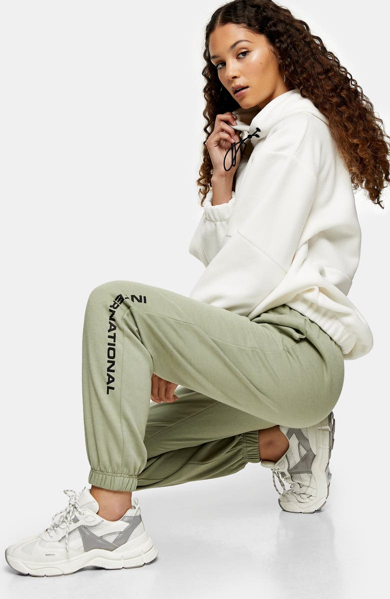 Topshop International Graphic Joggers, Alternate, color,
