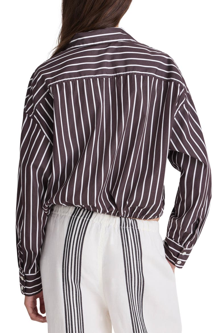 Drawstring Poplin Button-Up Shirt, Alternate, color, CHOCOLATE PLUM