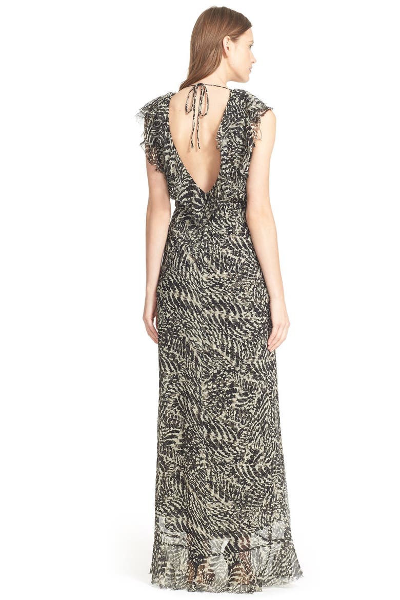 'Sophie' Print Flutter Maxi Dress, Alternate, color, TAUPE/ BLACK
