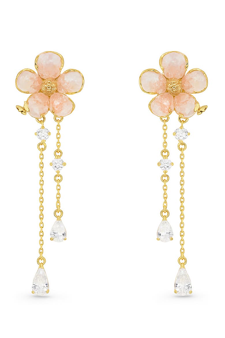 Peach Blossom Drop Earrings, Main, color, GOLD/PEACH