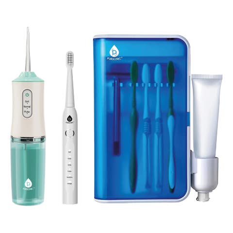 Complete Oral Care Bundle USB Rechargeable Sonic Toothbrush, Water Flosser & UV Toothbrush Sanitizer