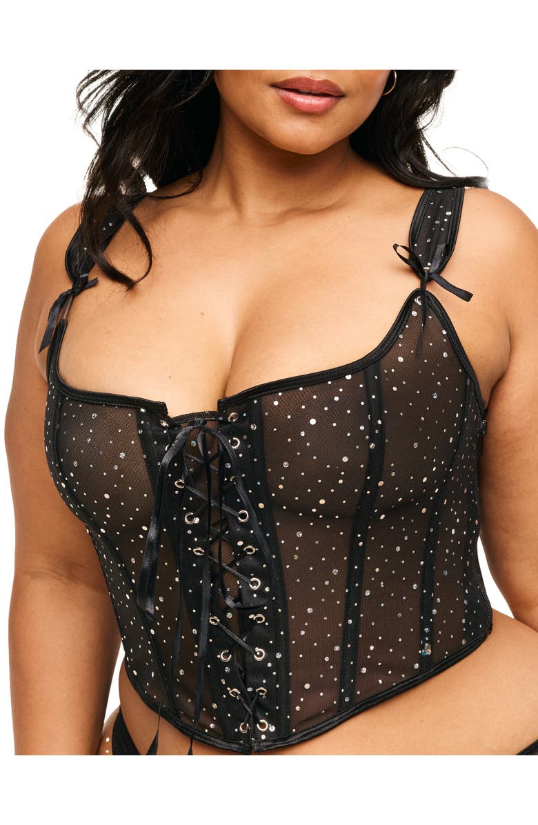 Adore Me Diamond Corset & Panty Set, Alternate, color, Black