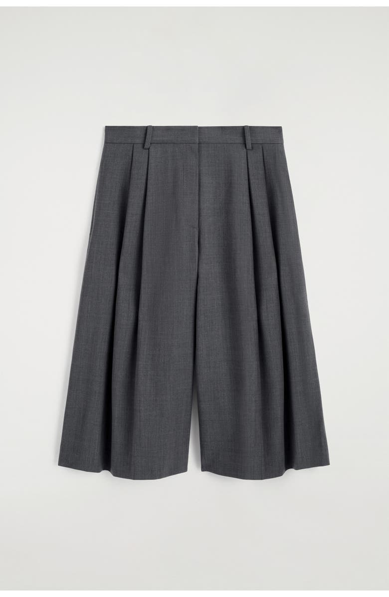 COS Pleated Wool-blend Culottes, Alternate, color, Gray