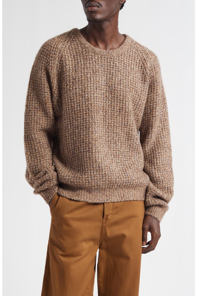 Waffle Stitch Cashmere & Silk Sweater, Main, color, BROWN/ BEIGE