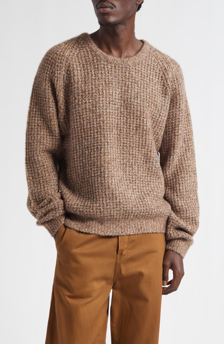 FRENCKENBERGER Waffle Stitch Cashmere & Silk Sweater, Main, color, Brown/ Beige