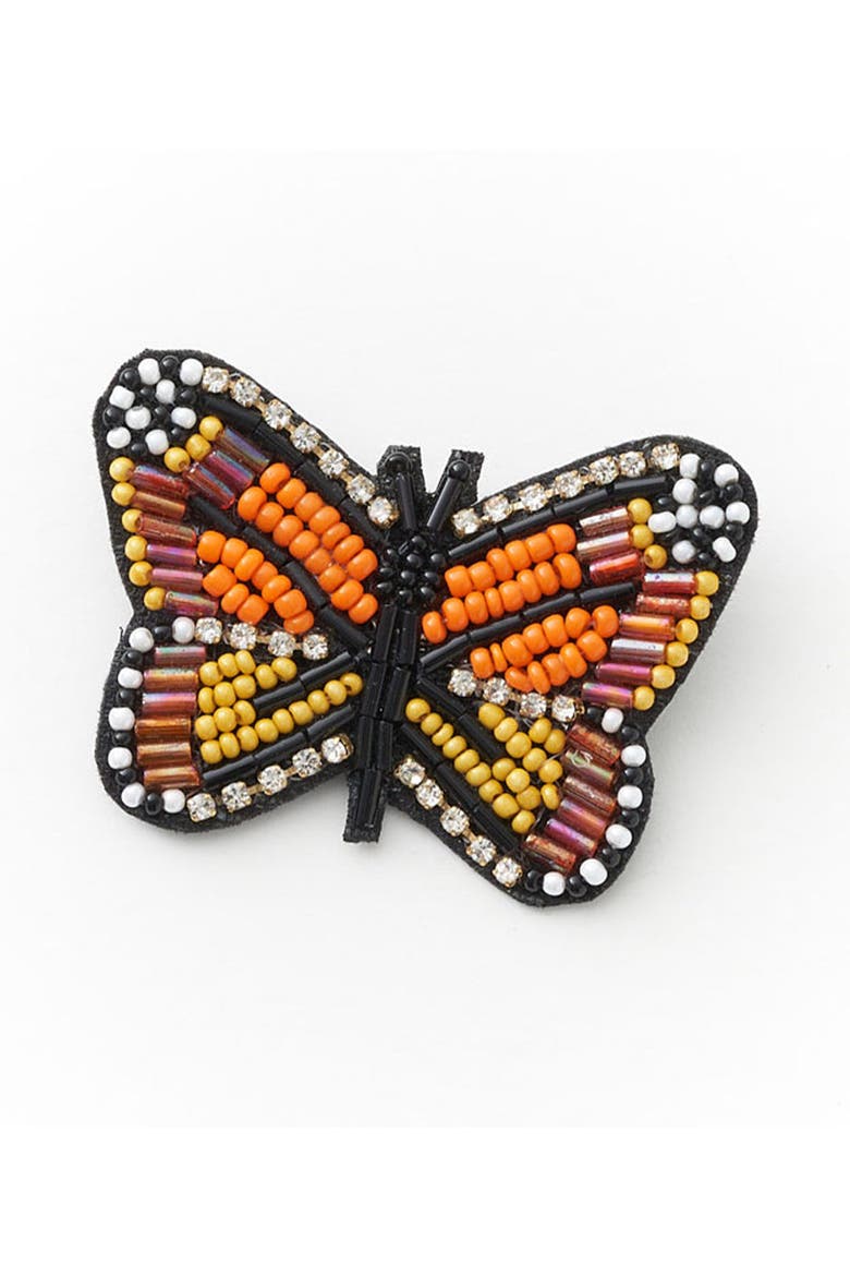 Bala Mani Beaded Butterfly Brooch Pin, Main, color, Orange