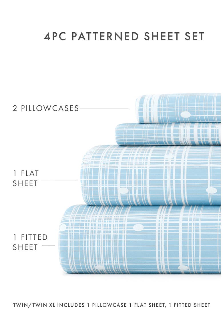 HOME SPUN Premium Ultra Soft Polka Dot Pattern 4-Piece Bed Sheet Set, Alternate, color, AQUA