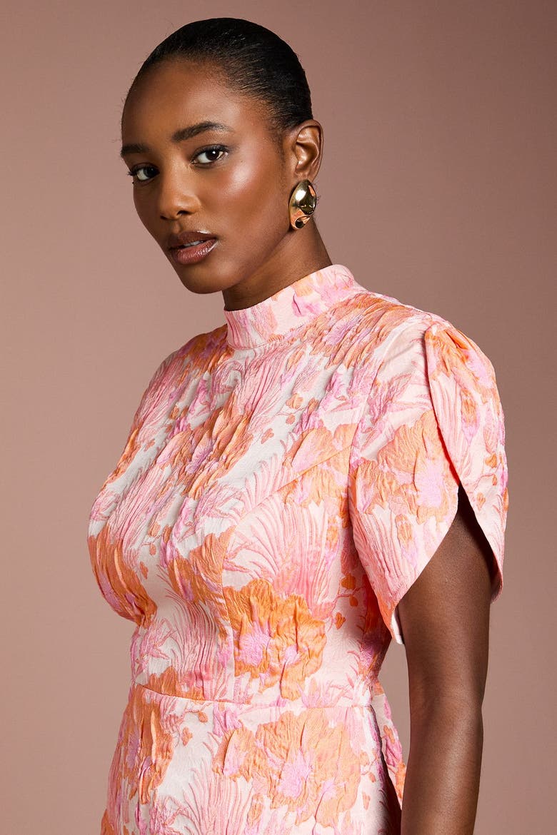 Puff Sleeve Jacquard Mini Dress, Alternate, color, Pink