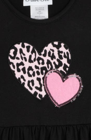 Kids' Yummy Leopard Long Sleeve Dresses, Scrunchies & Heart Bag Set