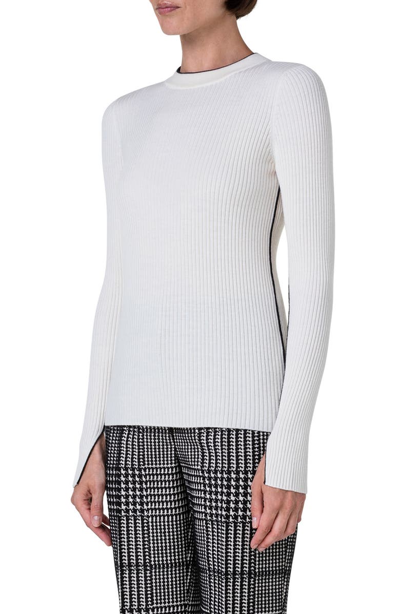 Akris punto Tipped Virgin Wool Rib Sweater, Alternate, color, 