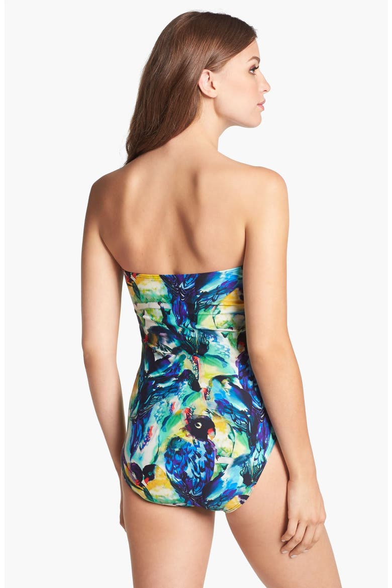 Tropical Parrot Print One Piece Swimsuit, Alternate, color, MID BLUE