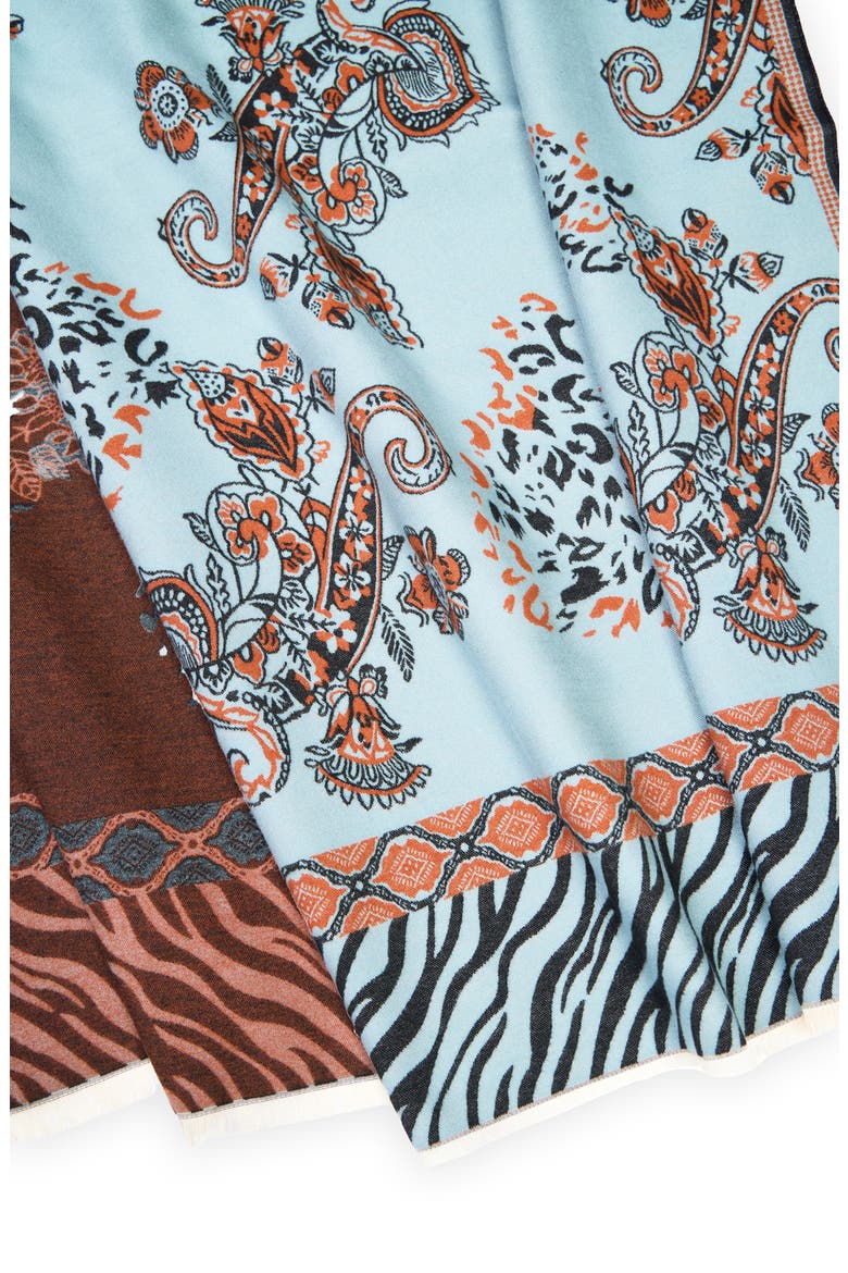 Wild Paisley Reversible Scarf, Alternate, color, LIGHT BLUE