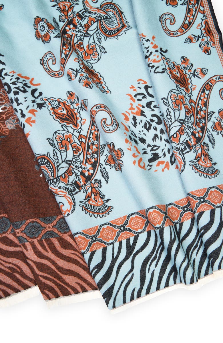 SAACHI Wild Paisley Reversible Scarf, Alternate, color, Light Blue