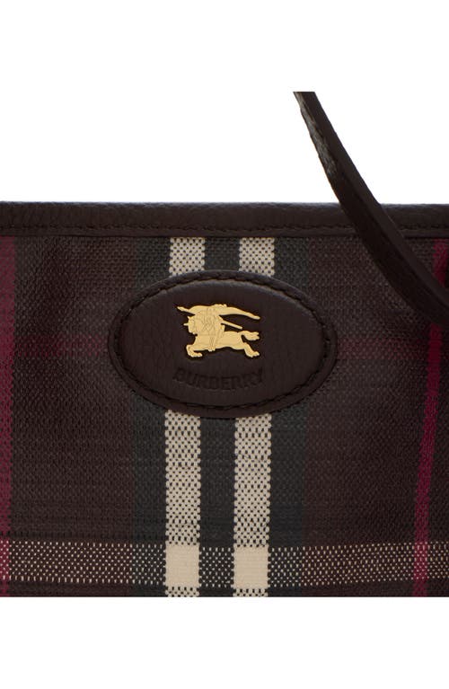 Burberry Medium Highlands Check Coated Canvas Tote In Brown