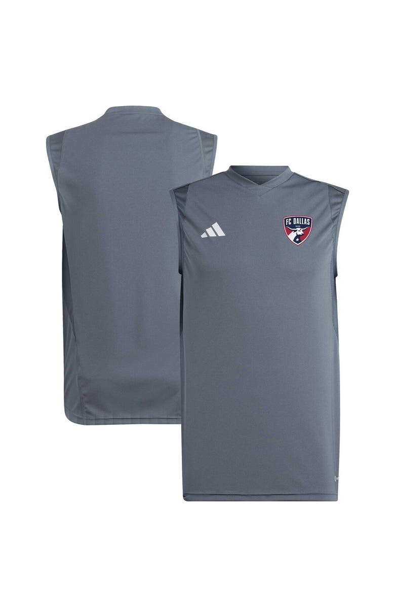 adidas Men's adidas Gray FC Dallas 2023 On-Field Sleeveless Training Jersey, Alternate, color, 