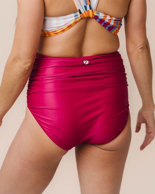 Nani Ruched High Rise Swim Bottom In Pink