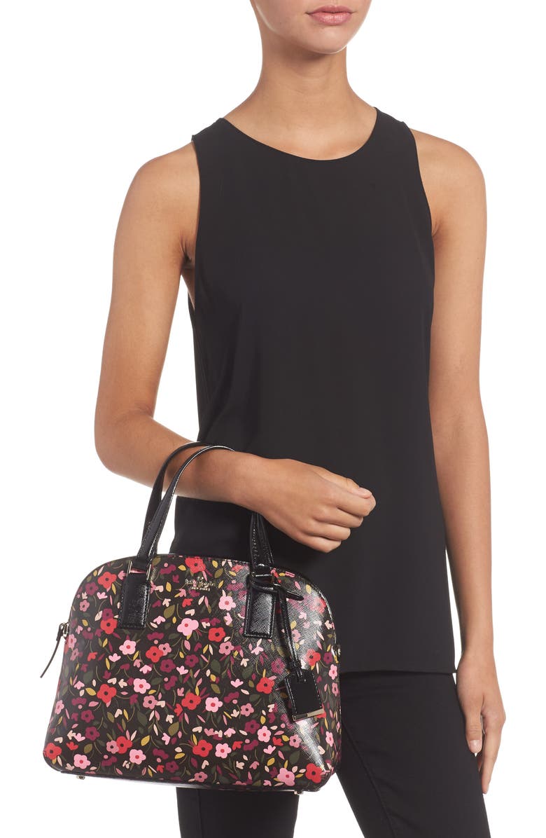 Kate Spade New York cameron street boho floral- lottie leather satchel, Alternate, color,