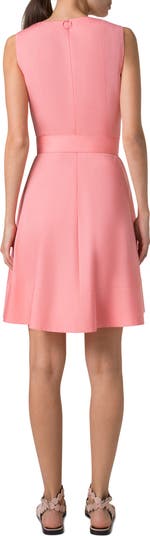 Belted Square Neck Cotton Fit & Flare Dress