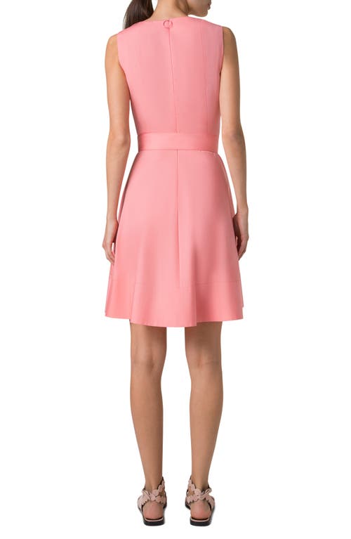 Akris Punto Belted Square Neck Cotton Fit & Flare Dress In 261 Pink