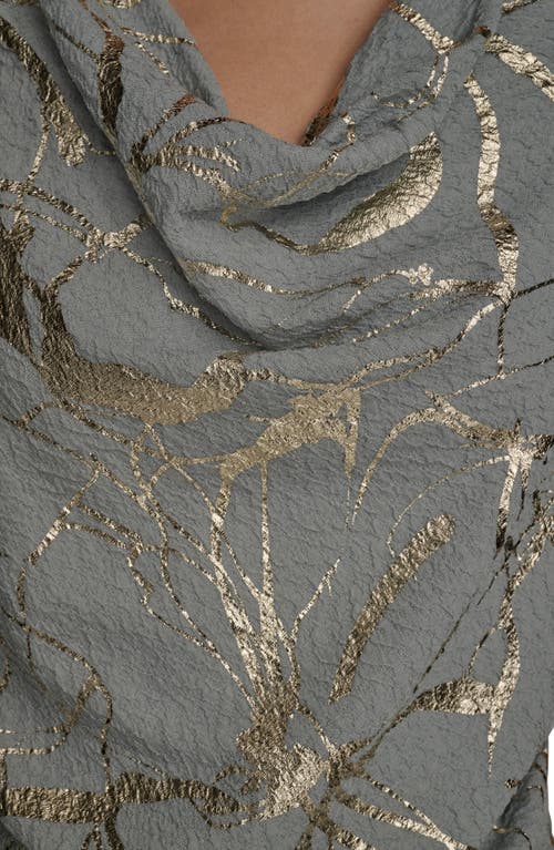 Donna Karan New York Foiled Sleeveless Cowl Neck Top In Gray
