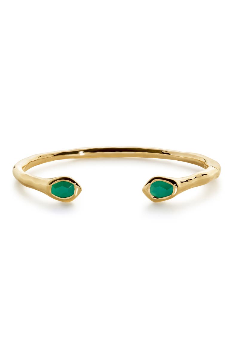 Odyssey Gemstone Open Cuff Bracelet, Main, color, 18CT GOLD VERMEIL / GREEN ONYX
