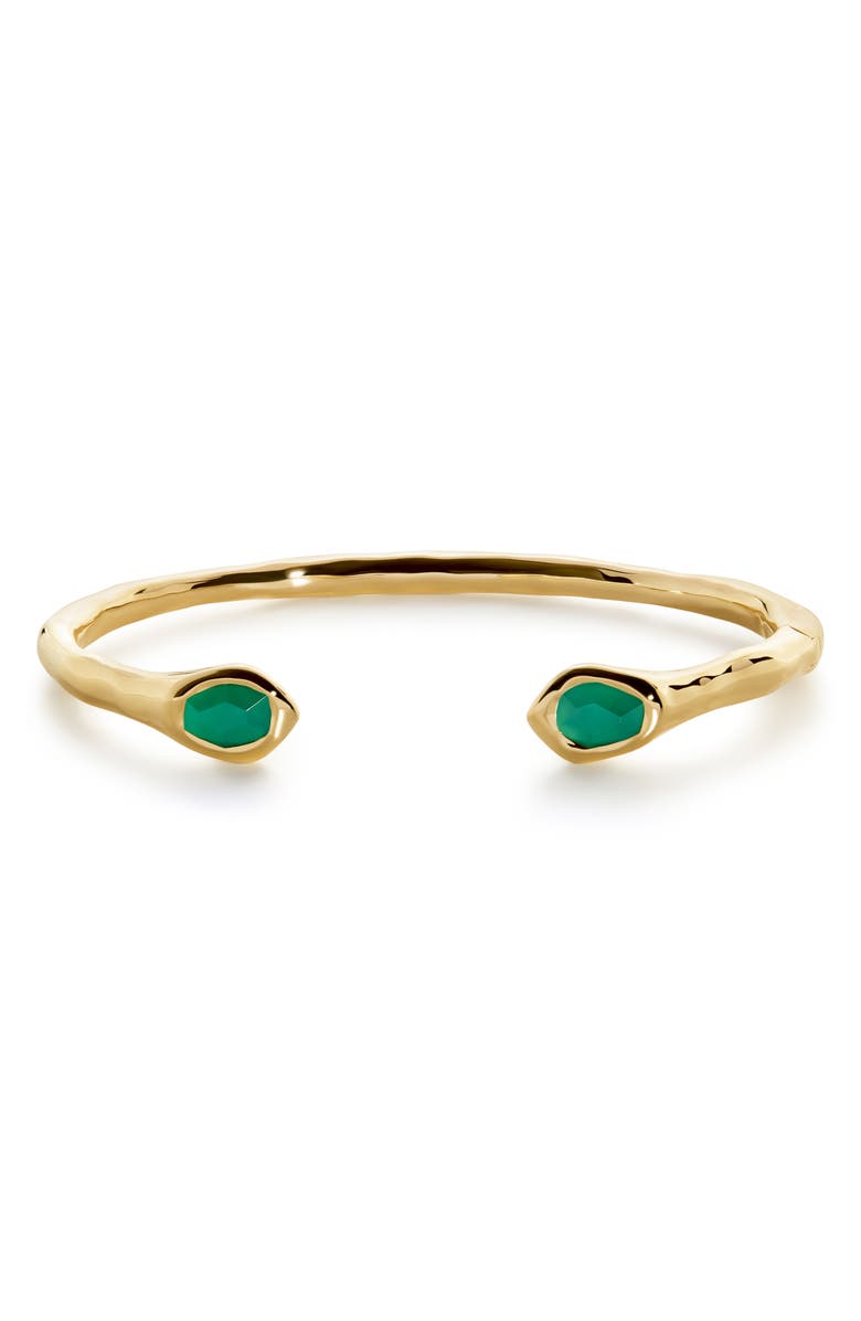 Monica Vinader Odyssey Aquamarine Cuff Bracelet, Main, color, 18Ct Gold Vermeil / Green Onyx