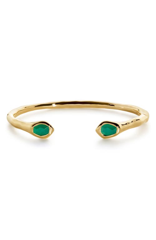 Monica Vinader Gold Odyssey Gemstone Open Cuff Green Onyx In Multi