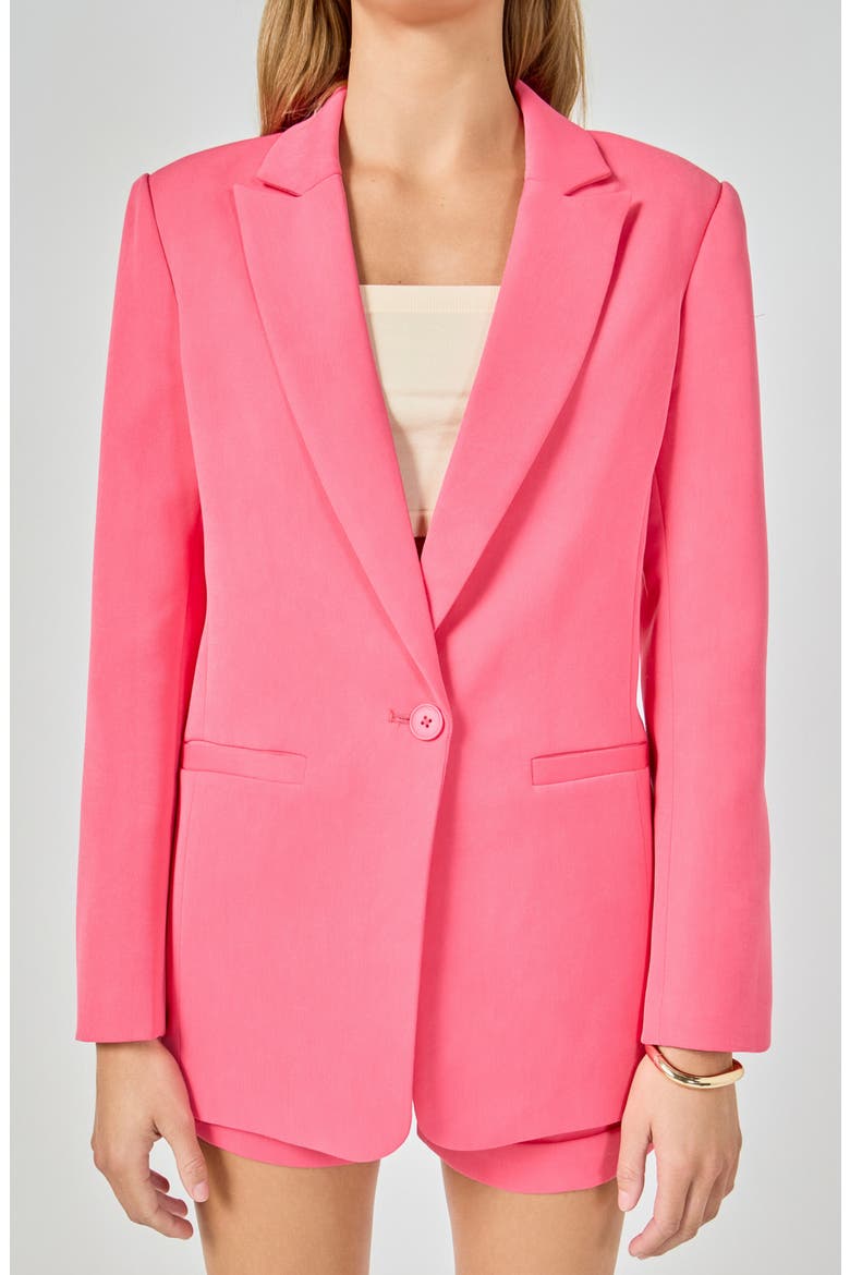 Tailored Single Button Blazer, Alternate, color, RASPBERRY SORBET